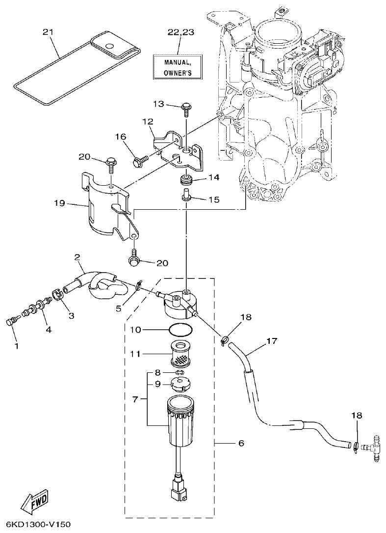 Yamaha F250XCB2, F250NCB2 FUEL 1 parts diagram